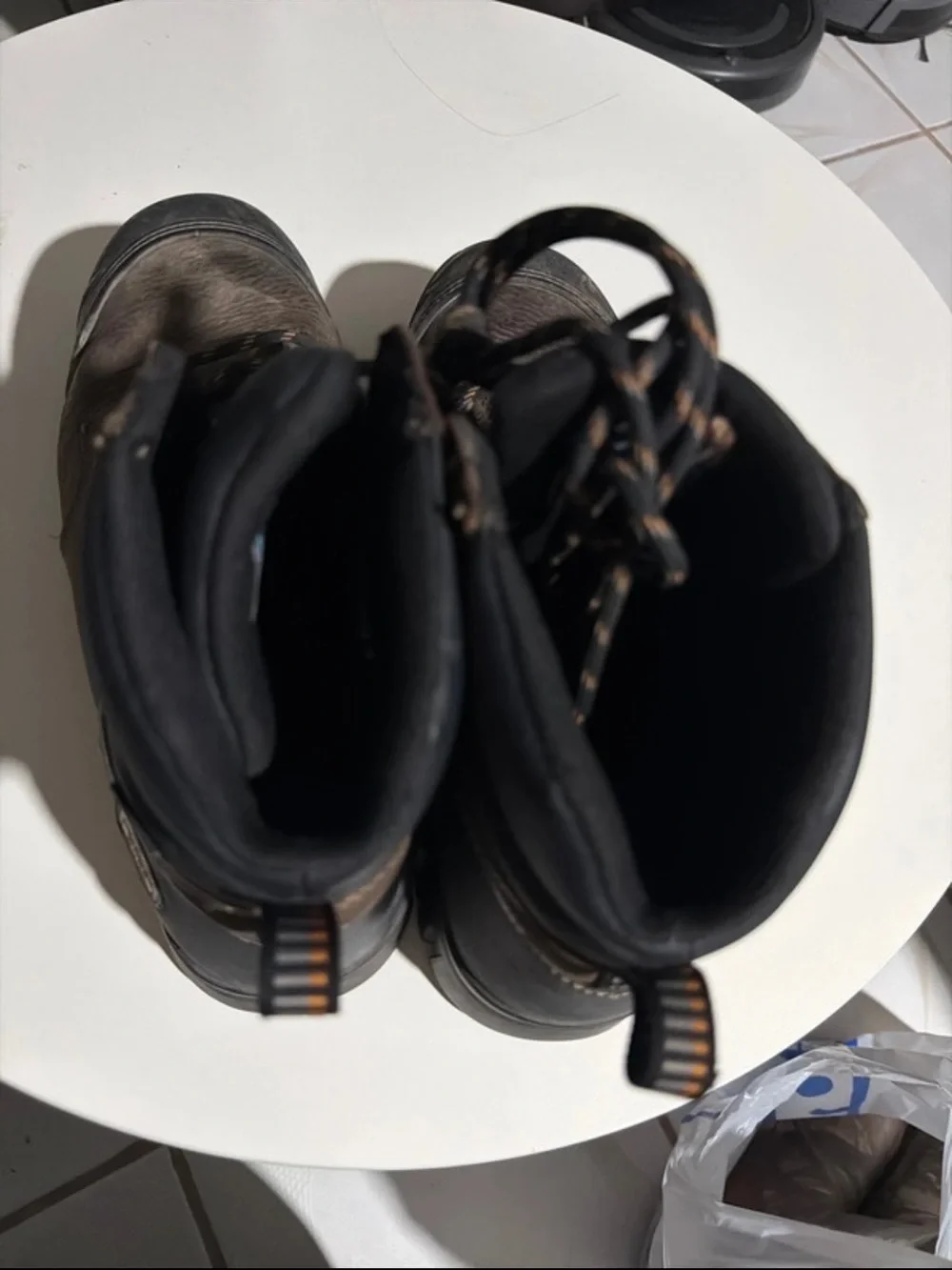 Ariat Men's Brown Leather Work Boots with Black Toe Caps
